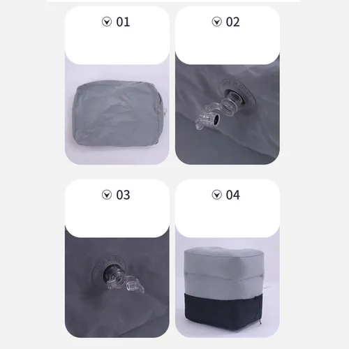 Reposapiés Inflable De 3 Capas, Almohada Gris Oscuro