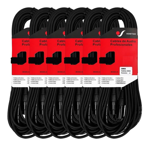 Venetian Cable Dmx 7.5 Mts Xlr Canon Armado 120 Ohm X 6 Pack