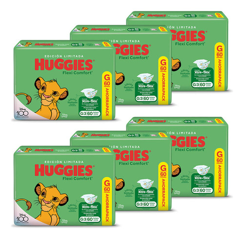 Pañales Huggies Flexi Comfort Ahorrapack Ed Lim X 6 Unidades Género Sin género Tamaño Grande (G)