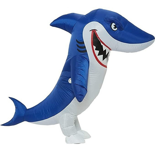Disfraz Inflable De Tiburon Azul Para Adultos Unisex Hombres