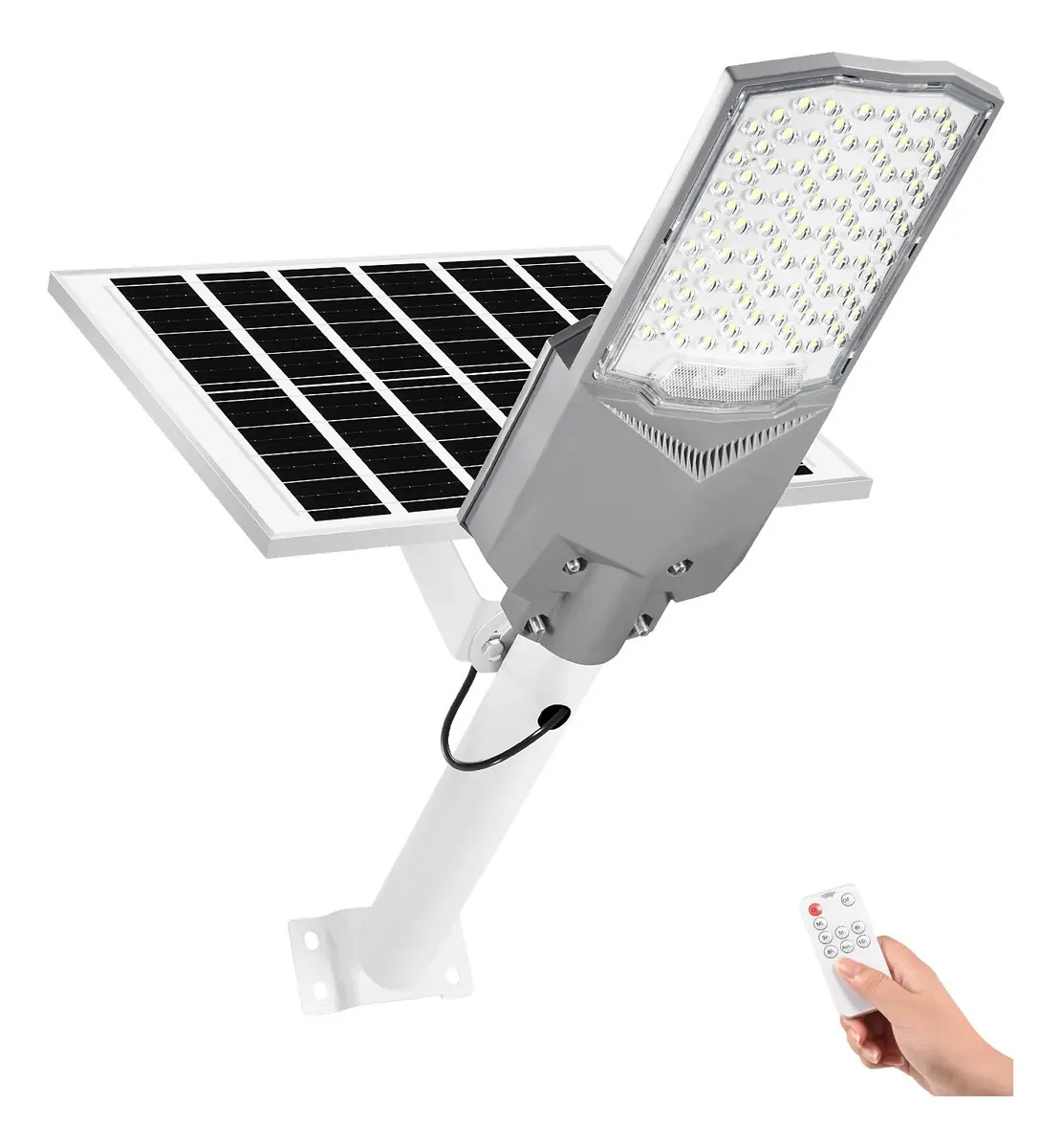 Zarlury Lámpara Solar LED Exterior de Alta Potencia 30000mAh con Panel Solar Grande Luminaria Suburbana 30000LM para Calle Jardín y Rancho Profesional Reflector Sensor de Luz Impermeable IP65