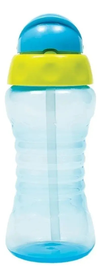 Garrafinha Fresh Buba Com Canudo De Silicone 300ml Azul
