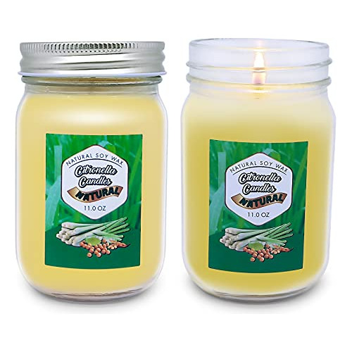 Paquete De 2 Velas De Citronela Grandes De 11 Oz, Velas...