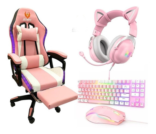 Kit Silla Gamer + Audifono X11 + Teclado G26 + Mouse Cw905