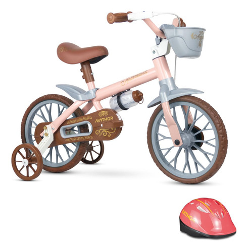 Bicicleta Infantil Menina Nathor Aro 12 Antonella Rosa + Cap