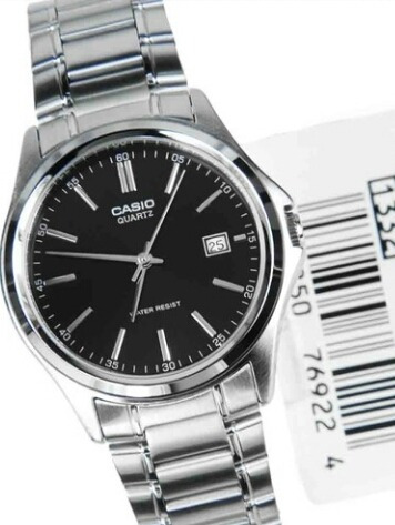 Reloj Casio Modelo Mtp 1183 Metálico Caratula Negra Barras