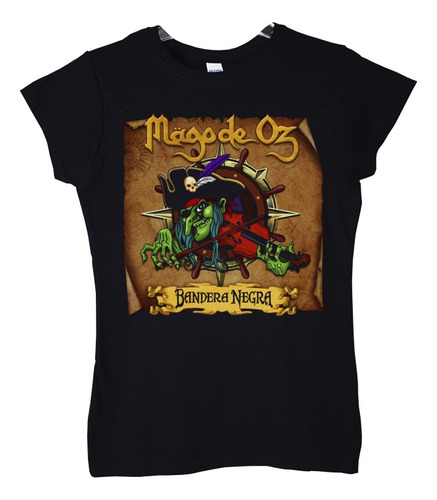 Polera Mujer Mago De Oz Bandera Negra Metal Abominatron