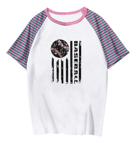 Top Casual De Moda Para Mujer Estampado Redondo Con Cuello A