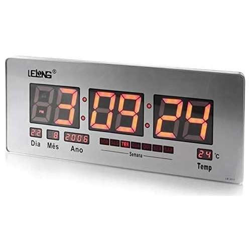 Relógio De Parede Digital Data Temperatura Led Le-2117