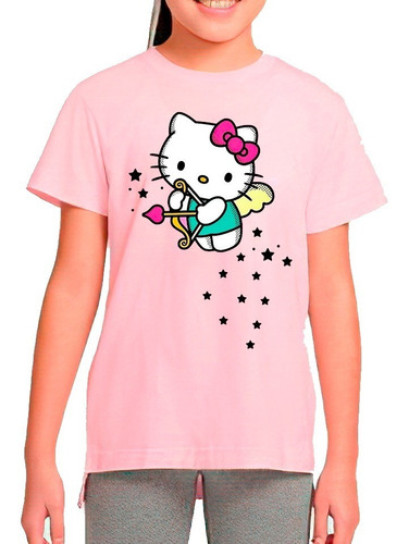 Polera Estampada 100%algodón Hello Kitty Con Estrella Cupido