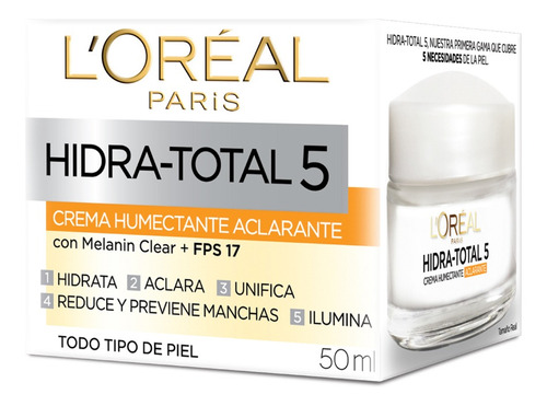 Imagen 2 de 7 de Crema Antimanchas, Hidra Total 5, Loreal, 50ml