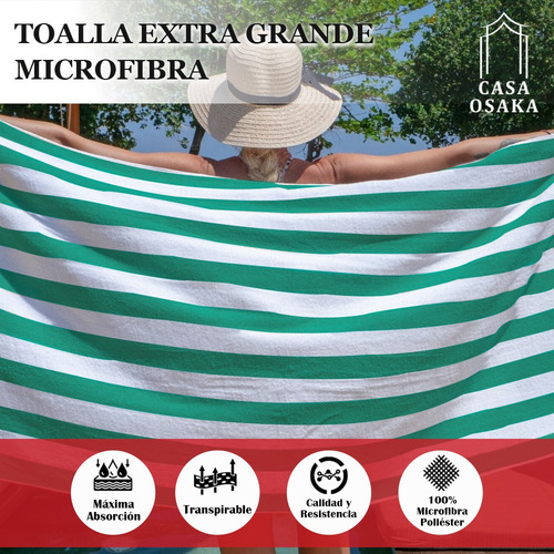Dw Toalla Rayada Extra Grande Microfibra Suave 180x100