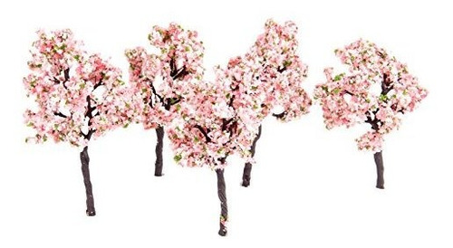 10pcs 11cm Pink Flower Model Tree Tren Ferroviario Diorama J