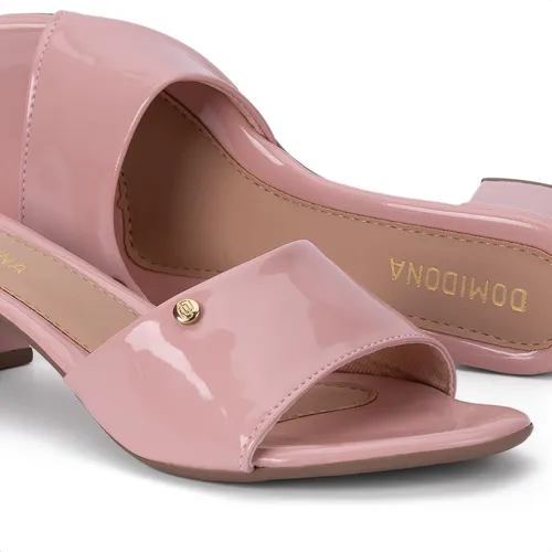 Tamanco Salto Grosso Grosso Baixo Sand lia Feminina Verniz R 59 9