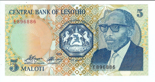 Lesotho - Billete 5 Maloti 1989 Excelente Condición- E896886