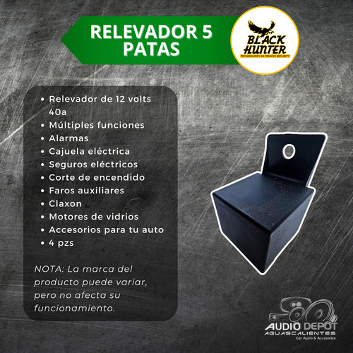 Kit Alarma Automovil Black Hunter + 5 Actuador + 4 Relevador