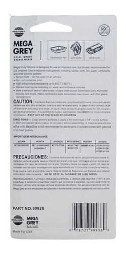 Imagen 2 de 3 de Silicon Gris Alta Temperatura Mega Grey Americano Usa 85g