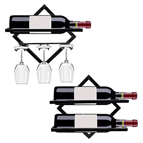 2pcs Metal Wall Mounted Wine Rack Glass Holder Hanging ...