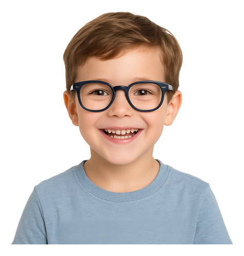 Armação De Óculos Grau Flexível Criança Infantil Com Lente Cor Azul-escuro