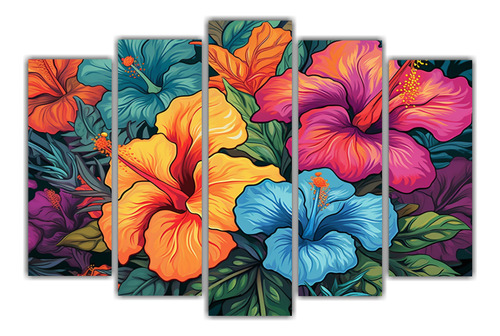 Cinco Artes De Pared Colores Tropicales Originales 100x65cm