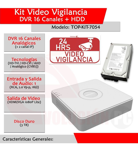 Rmt1154 Dvr 1080p Lite 16 Canales Turbohd + 2 Ip Hikvision + (Reacondicionado)