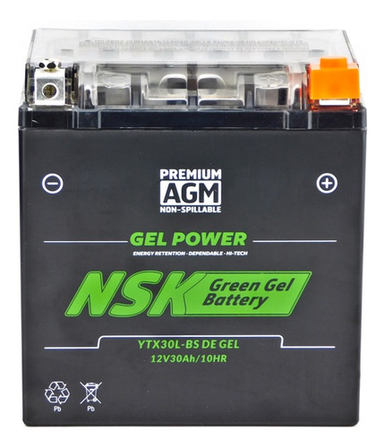 Batería Moto Nsk De Gel Ytx30l-bs (- +) 166*127*175