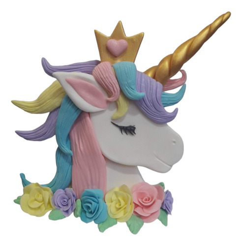 Adorno Torta Unicornio Arcoíris Topers Porcelna Fria  