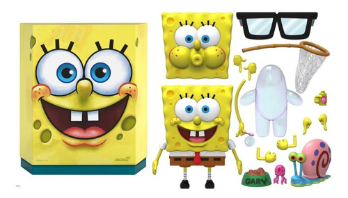 Figura Bob Esponja Con Gary Super 7 Ultimates Spongebob 18cm