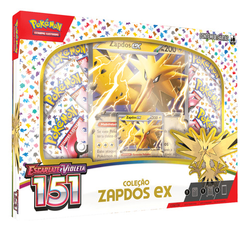 Box Jogo Cartas Escarlate E Violeta 151 Zapdos Pokémon Copag