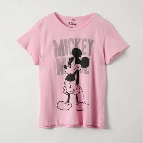 comprar Polera Manga Corta Mujer Ratoncito Enojado Rosado Mickey