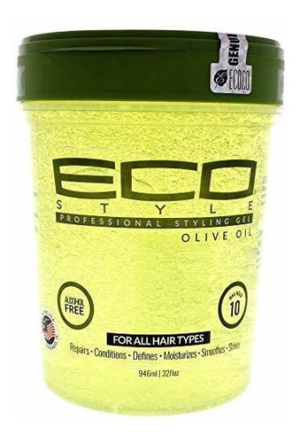 Eco Gel De Oliva - Brillo Y Control - 100% Puro - 32 Oz.