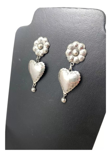 Aretes Corazón Colgantes De Filigrana De Plata Fina .925 :))