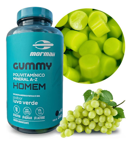 Gummy Policitamínico Mineral Homen Mormaii Uva Verde 240g