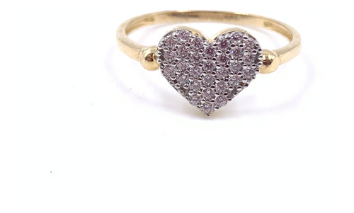 Anillo Para Dama Oro Amarillo 14 K 1.4 Gr  Corazón  Con Circ