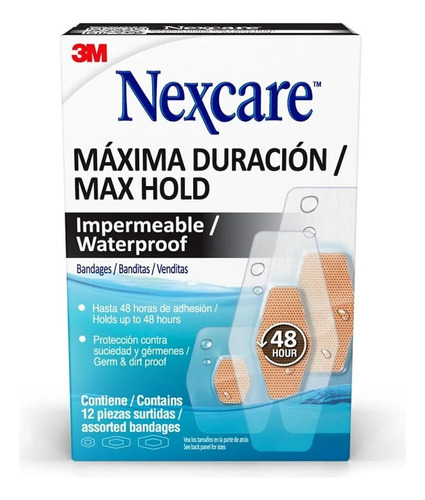 Nexcare Parches Impermeables Duración 48 Horas, Transparente