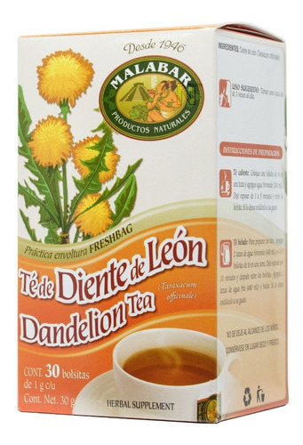 Té Diente De Leon (30 Bolsitas) Malabar