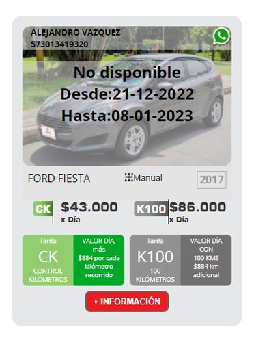 Imagen 7 de 10 de Alquila Autos Con Seguro Desde $36.349/día