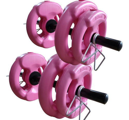Kit Set 14 Kg Discos C/ Agarre Pesas 2 Mancuernas Combo