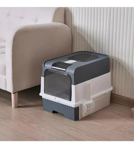 Caja De Arenero Plegable Grande Para Gatos Con Desinfección