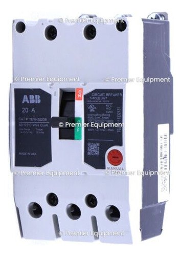 * Abb Teyh3020b 20a 3 Pole Circuit Breaker Qqw