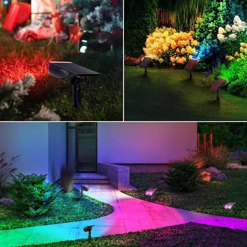 Focos Solares Impermeables Rgb Para Exteriores Paquete De 2