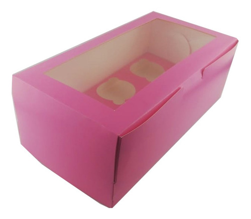 Media Docena Cajas Decorativas 6 Cupcakes Rosadas