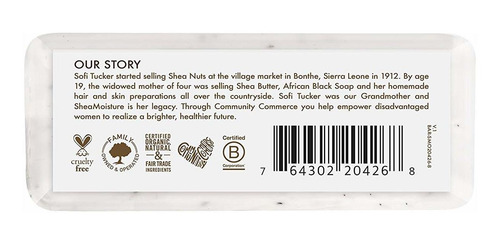 Sheamoisture 100% Aceite De Coco Virgen Shea Butter Jabon, D