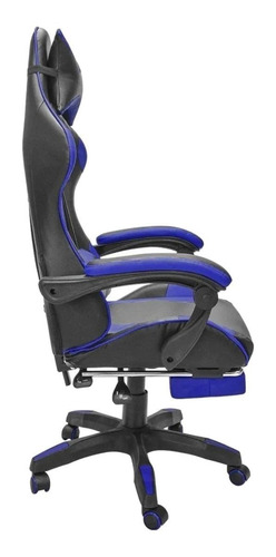 Imagen 3 de 5 de Silla de escritorio Top Living Beamer gamer ergonómica negra y azul con tapizado de cuero sintético