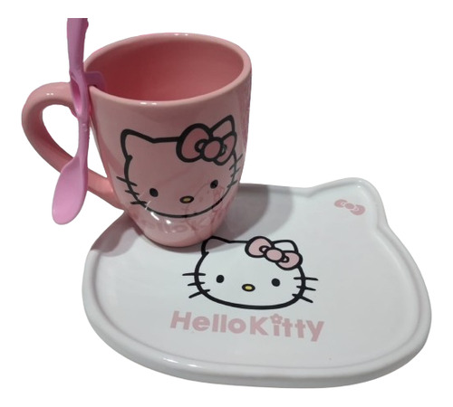 Taza Con Plato Hello Kitty. Desayuno. Regalos 