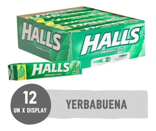 Halls Hierba Buena Display 12*9 Caramelos  (1 Caja)-super