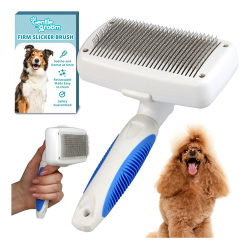 Self Cleaning Slicker Brush For Dogs - Cat And Dog Brush For