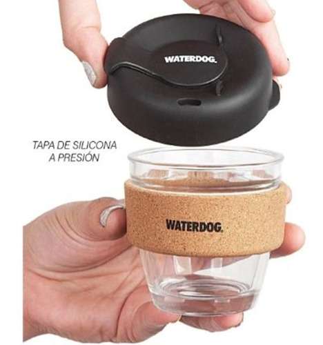 Imagen 2 de 4 de Vaso Taza Doble Vidrio Waterdog Capuchino 350ml Cafe