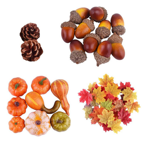 50x Artificial Varias Calabaza Cono De Pino Bellota Hoja De