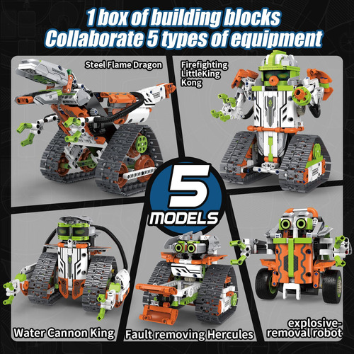 Juego De Construcción 5 En 1, Dinosaurios Y Robots